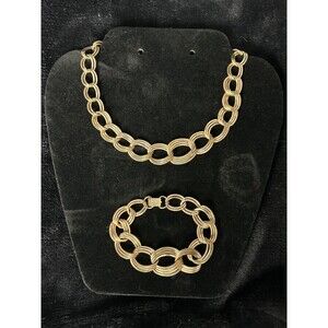 Binder Bros 1/20 12K GF Necklace Bracelet Set - Vintage Triple Chain Link Design